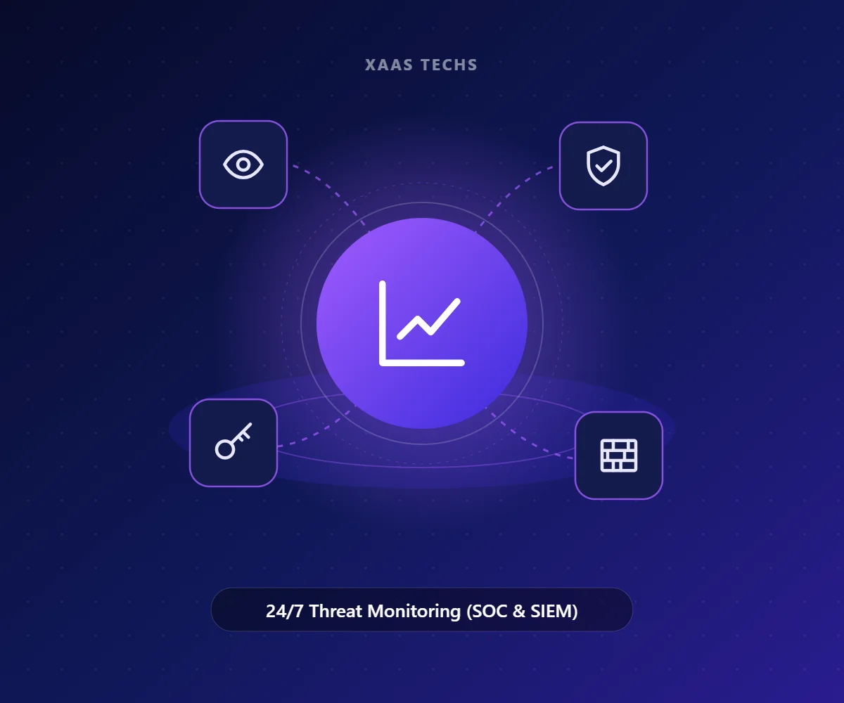 24/7 Threat Monitoring (SOC & SIEM) – Managed Cybersecurity & VAPT by Xaas Techs