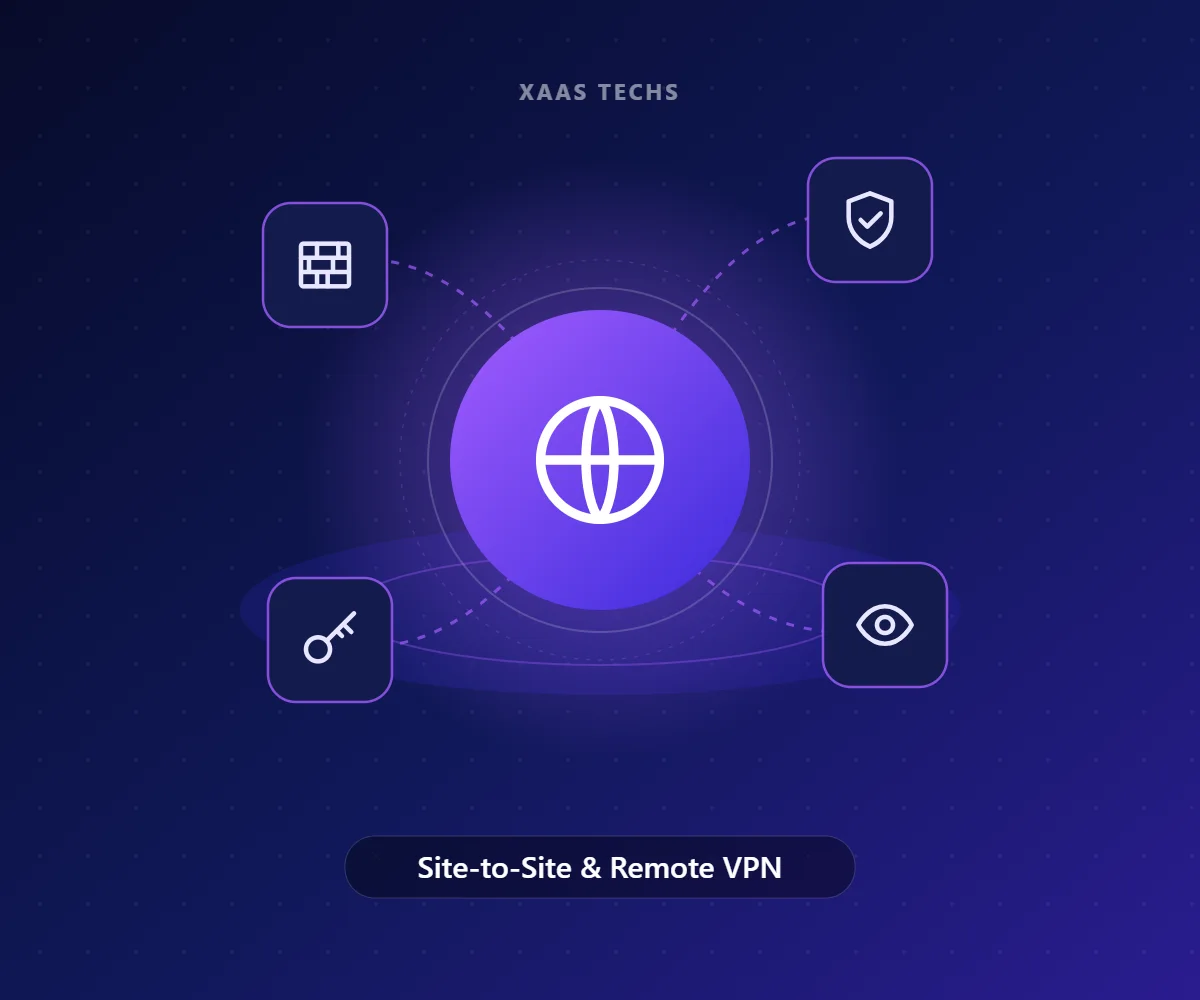 Site-to-Site & Remote VPN – Firewall Security Services by Xaas Techs